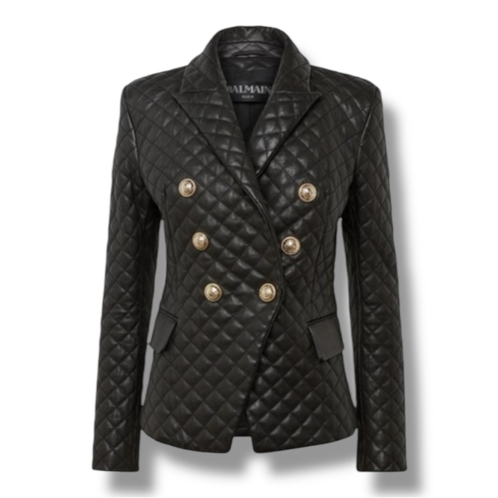 New authentic BALMAIN CLASSIC 6-BUTTON LEATHER JACKET SZ38 - Picture 4 of 9